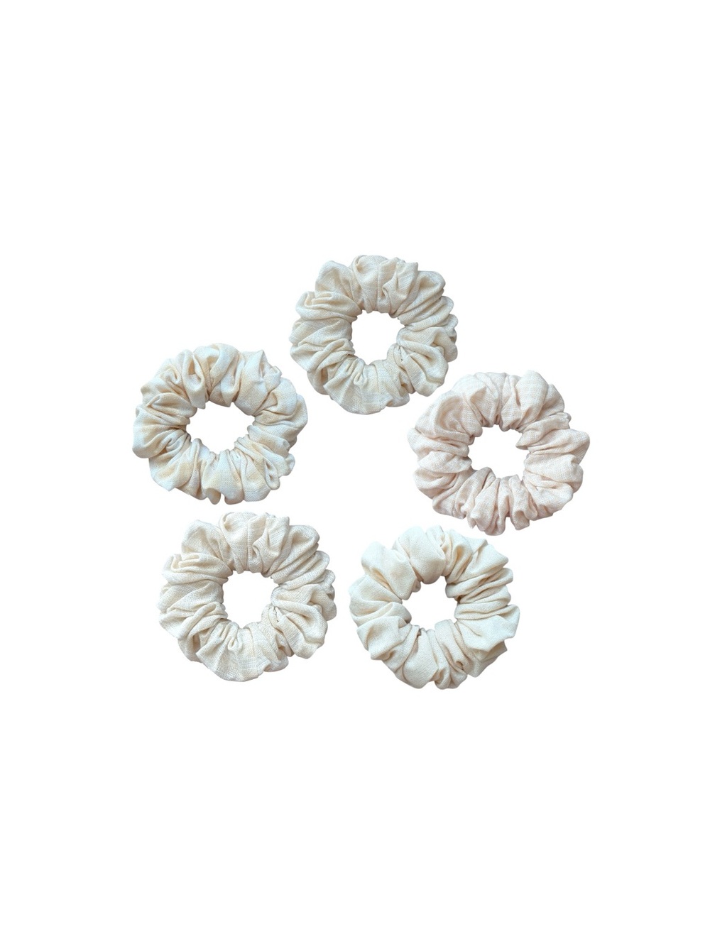 Set of 5 Cream and White Cotton Scrunchies